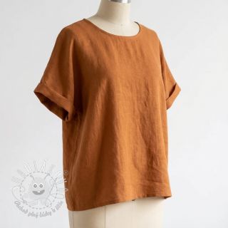 Bavlnená látka s ľanom cognac