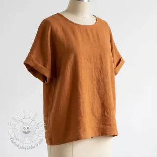 Bavlnená látka s ľanom cognac