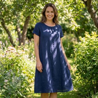 Bavlnená látka s ľanom dark blue