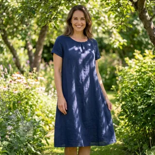 Bavlnená látka s ľanom dark blue