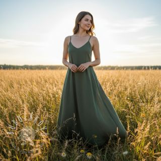 Bavlnená látka s ľanom army