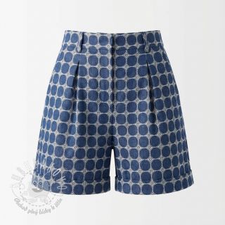 Bavlnená látka JEANS Circles dark blue