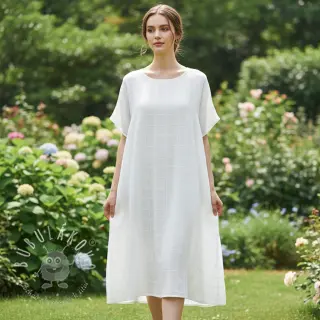 Bavlnená látka EMBROIDERY DOBBY Square white