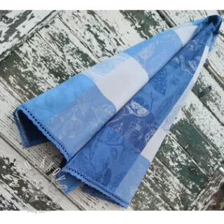 Dekoračná látka FRENCH TABLE CLOTH JACQUARD Cabosse allover indigo