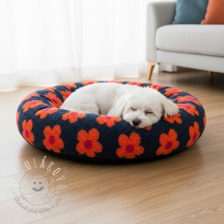 Kabátovina TEDDY JACQUARD Flowers navy