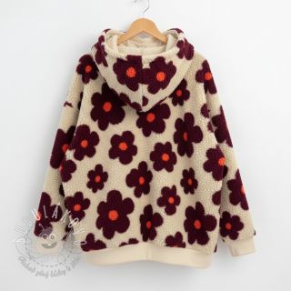 Kabátovina TEDDY JACQUARD Flowers beige