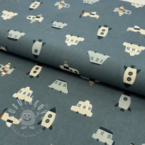 Bavlnená látka Vehicles petrol