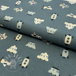 Bavlnená látka Vehicles petrol