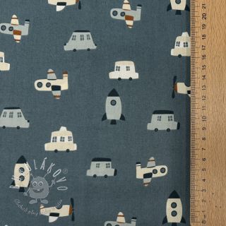 Bavlnená látka Vehicles petrol