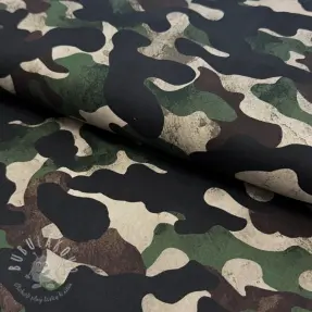 Bavlnená látka Camouflage green digital print