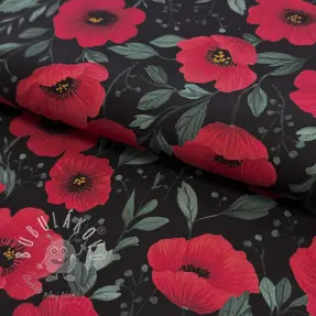 Bavlnená látka Poppy black digital print