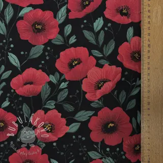 Bavlnená látka Poppy black digital print