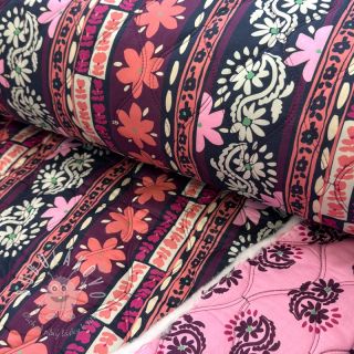 Bavlnená látka VOILE STEPPED Daria flower aubergine digital print