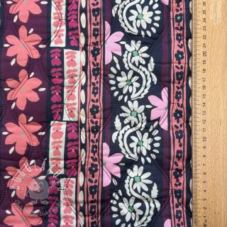 Bavlnená látka VOILE STEPPED Daria flower aubergine digital print