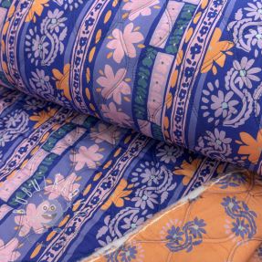 Bavlnená látka VOILE STEPPED Daria flower purple digital print