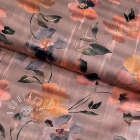 Bavlnená látka SATIN Penny flower peach digital print