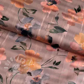 Bavlnená látka SATIN Penny flower peach digital print
