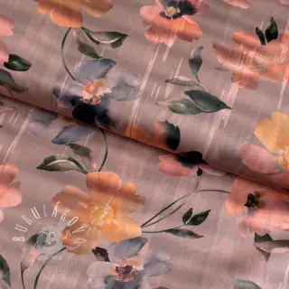 Bavlnená látka SATIN Penny flower peach digital print