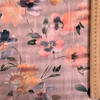 Bavlnená látka SATIN Penny flower peach digital print