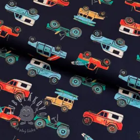 Bavlnená látka Cars navy digital print