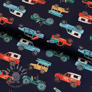 Bavlnená látka Cars navy digital print