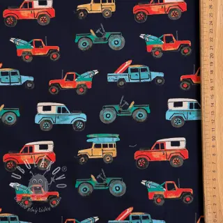 Bavlnená látka Cars navy digital print