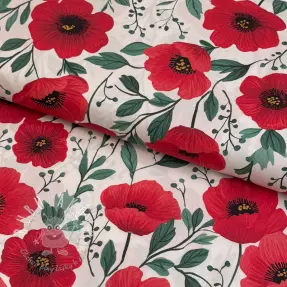Bavlnená látka Poppy offwhite digital print