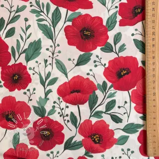 Bavlnená látka Poppy offwhite digital print