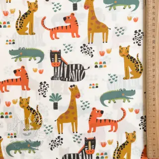 Bavlnená látka Safari time offwhite digital print