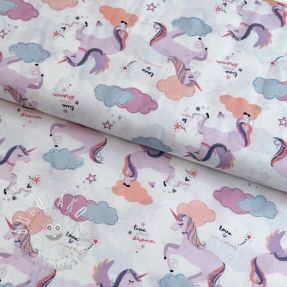 Bavlnená látka Unicorns love white