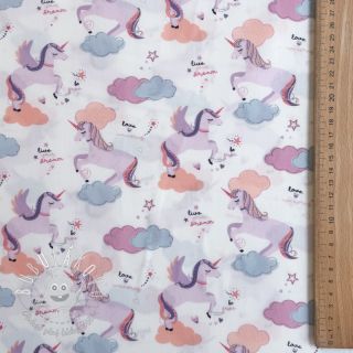 Bavlnená látka Unicorns love white