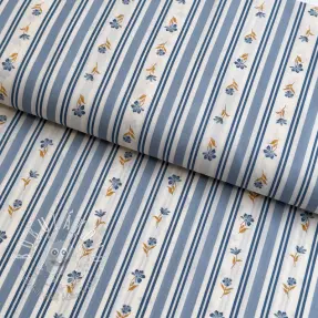 Bavlnená látka Fine flowers STRIPE blue