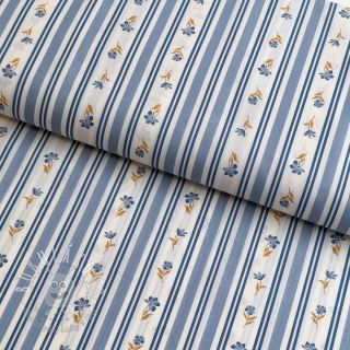 Bavlnená látka Fine flowers STRIPE blue