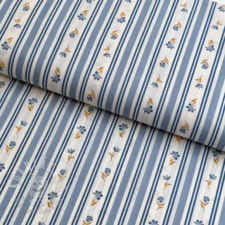 Bavlnená látka Fine flowers STRIPE blue
