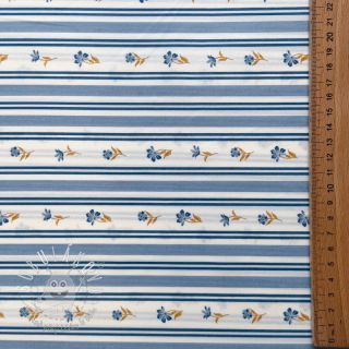 Bavlnená látka Fine flowers STRIPE blue