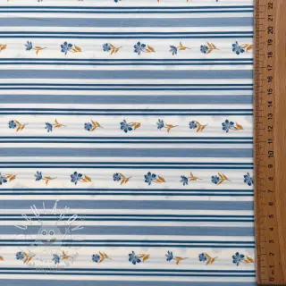 Bavlnená látka Fine flowers STRIPE blue