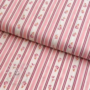 Bavlnená látka Fine flowers STRIPE pink