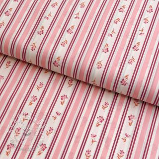 Bavlnená látka Fine flowers STRIPE pink
