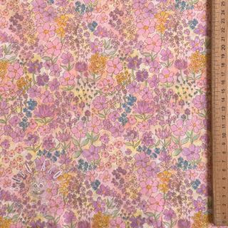 Bavlnená látka VOILE Small hayppy flowers digital print