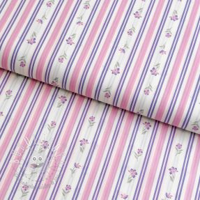 Bavlnená látka Fine flowers STRIPE purple