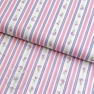 Bavlnená látka Fine flowers STRIPE purple