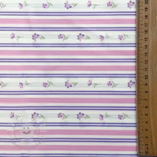 Bavlnená látka Fine flowers STRIPE purple