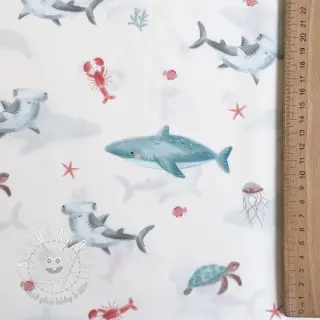 Bavlnená látka Sea life offwhite digital print