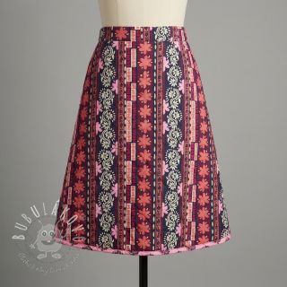 Bavlnená látka VOILE STEPPED Daria flower aubergine digital print