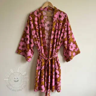 Bavlnená látka SATIN Flower Kala caramel