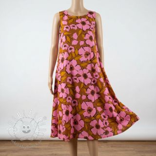 Bavlnená látka SATIN Flower Kala caramel