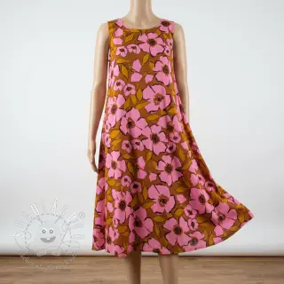 Bavlnená látka SATIN Flower Kala caramel