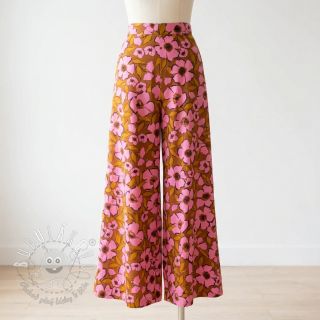 Bavlnená látka SATIN Flower Kala caramel