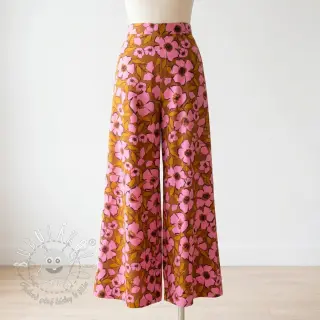 Bavlnená látka SATIN Flower Kala caramel