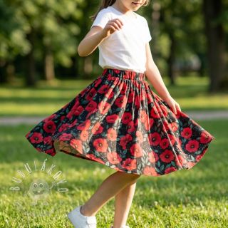 Bavlnená látka Poppy black digital print